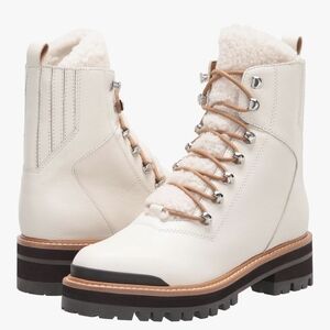 Women's Marc Fisher White Leather Lace-Up Boots